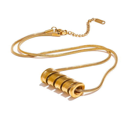 Chic Shiny Pendant Statement Necklace - Ecru