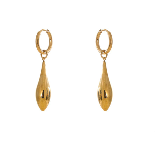 Chic Shiny Water Drop Earrings - Ecru