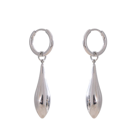 Chic Shiny Water Drop Earrings - Ecru