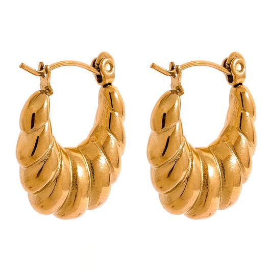 Chic Small Croissant Hoop Earrings - Ecru
