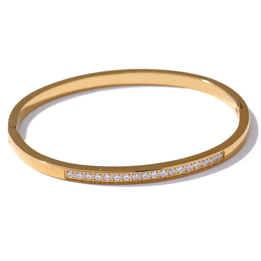 Chic Versatile Zircon Bangle Bracelet - Ecru