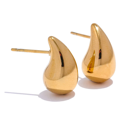 Chic Water Drop Stud Earrings - Ecru