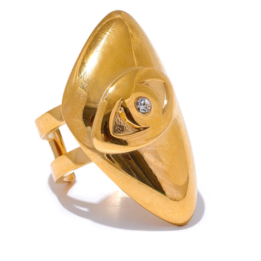 Chic Zircon Chunky Statement Ring - Ecru