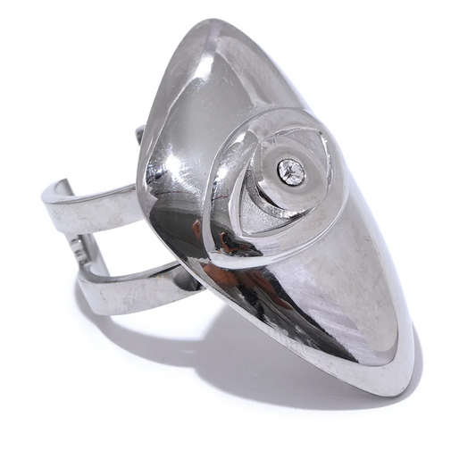 Chic Zircon Chunky Statement Ring - Ecru