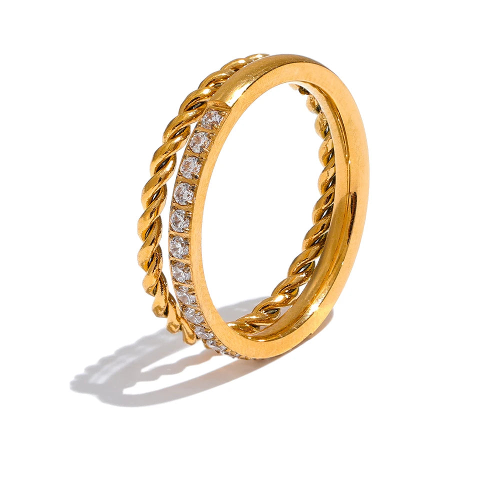 Chic Zircon Stackable Ring - Ecru