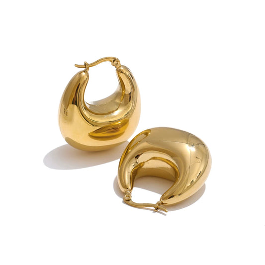 Chunky Classic Versatile Hoop Earrings - Ecru