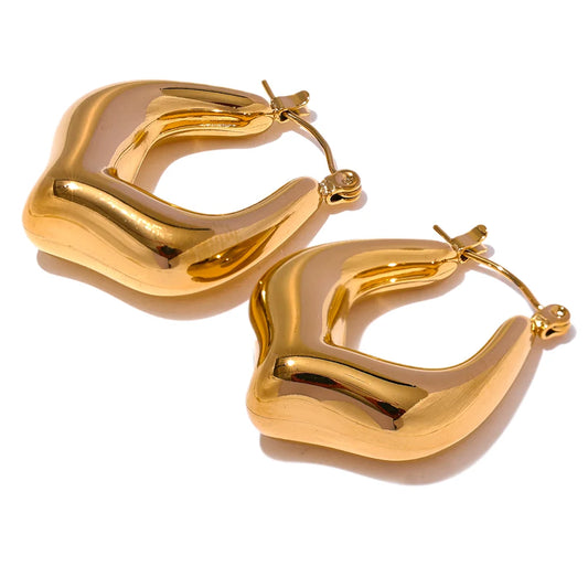 Chunky Elegant Classic Hoop Earrings - Ecru