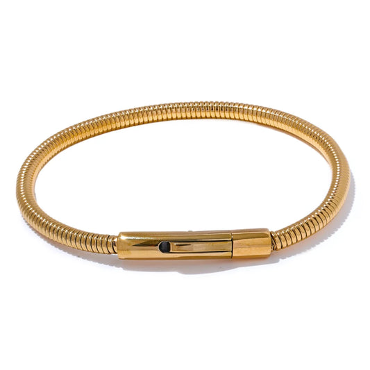 Chunky Elegant Shiny Bangle Bracelet - Ecru
