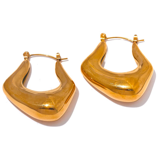 Chunky Elegant Textured Hoop Earrings - Ecru