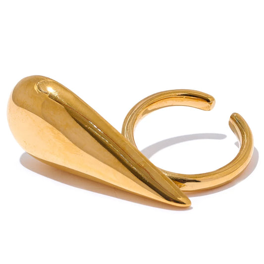 Chunky Modern Water Drop Ring - Ecru