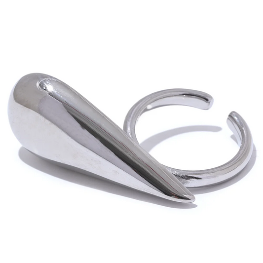 Chunky Modern Water Drop Ring - Ecru