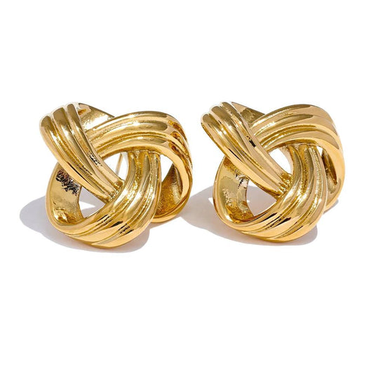 Chunky Refined Knot Stud Earrings - Ecru