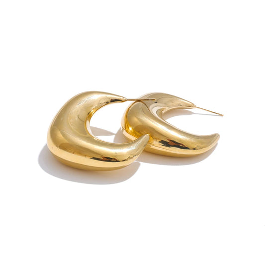 Chunky Refined Modern Huggie Earrings - Ecru