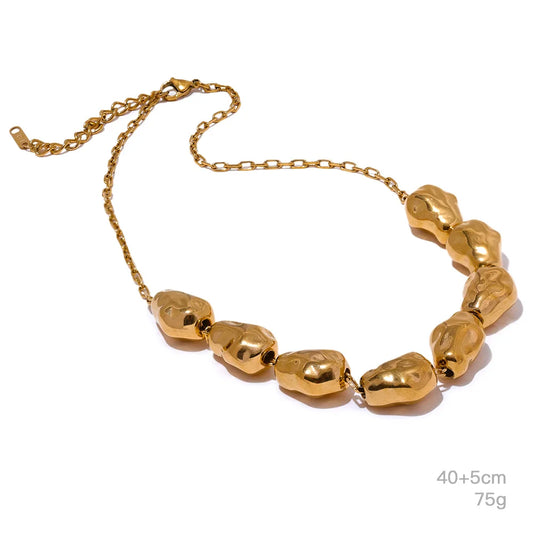 Chunky Shiny Statement Necklace Set, Necklace - Ecru
