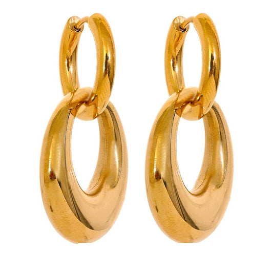 Chunky Shiny Textured Drop Earrings - Ecru