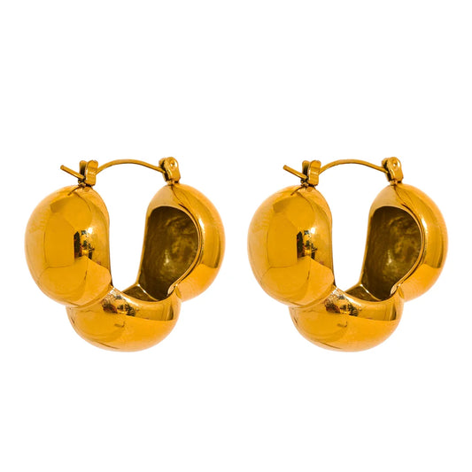 Chunky Textured Flower Hoop Earrings - Ecru