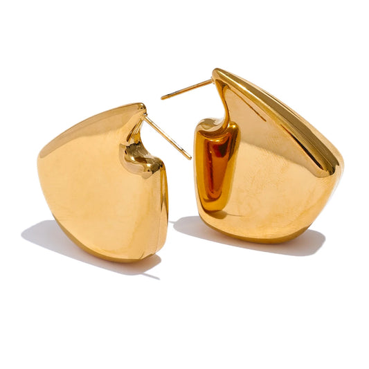 Chunky Timeless Trendy Statement Earrings - Ecru