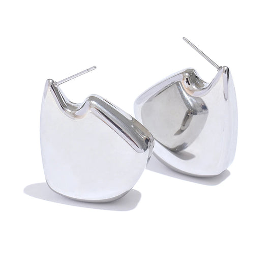Chunky Timeless Trendy Statement Earrings - Ecru
