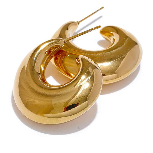 Chunky Unique Classic Hoop Earrings - Ecru