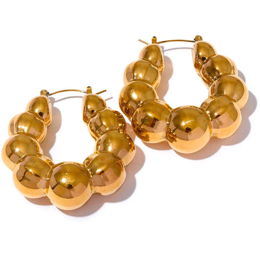 Chunky Versatile Trendy Hoop Earrings - Ecru