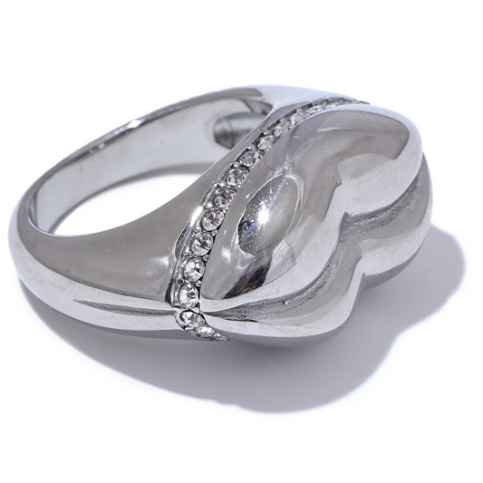 Chunky Versatile Zircon Statement Ring - Ecru