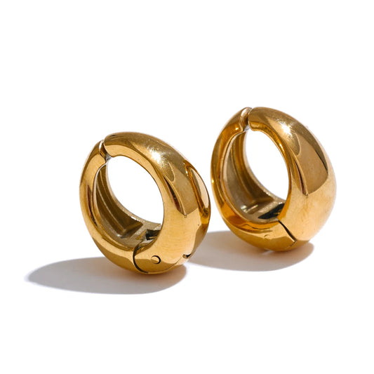 Classic Chunky Shiny Huggie Earrings - Ecru