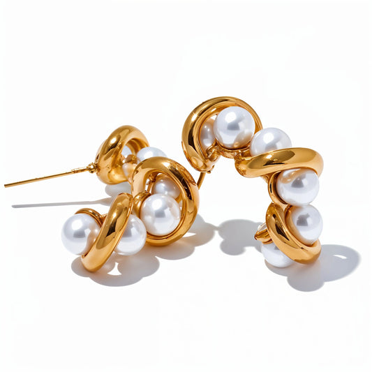 Classic Pearl Timeless Huggie Earrings - Ecru