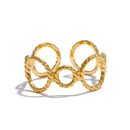 Classic Textured Adjustable Modern Ring - Ecru
