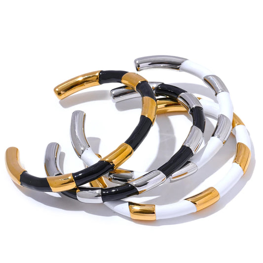 Classic Textured Modern Cuff Bracelet - Ecru