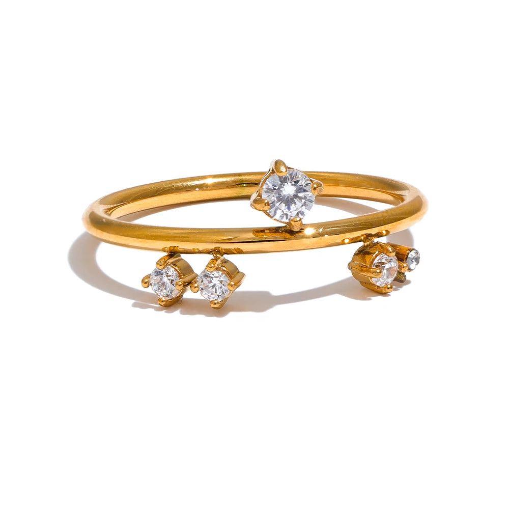Classic Zircon Modern Stackable Ring - Ecru