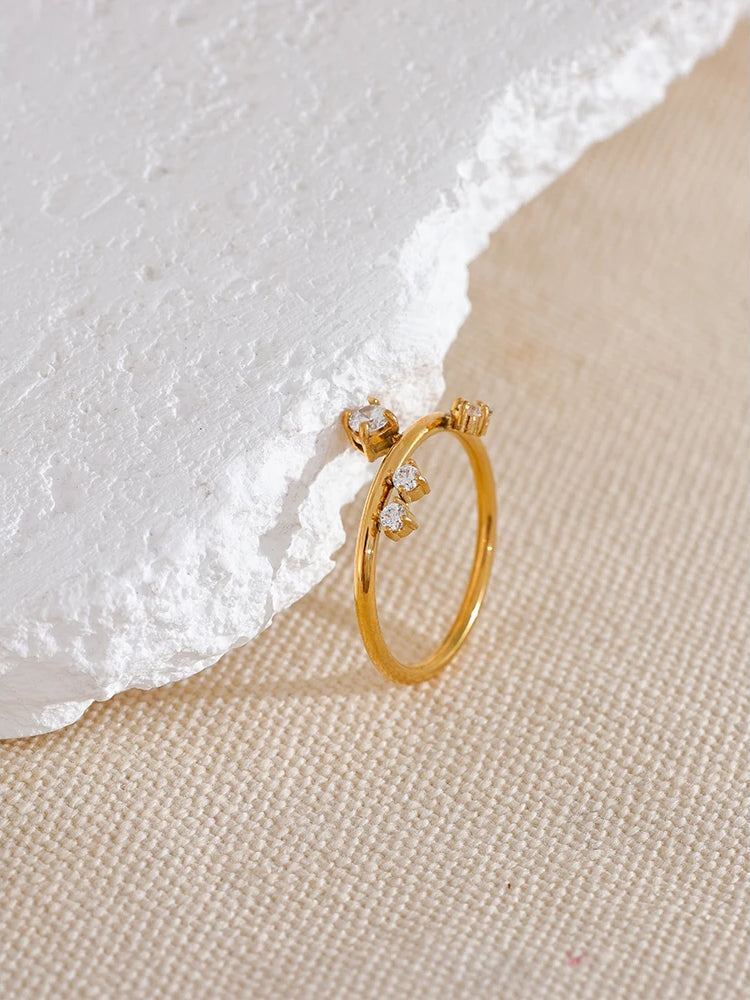 Classic Zircon Modern Stackable Ring - Ecru