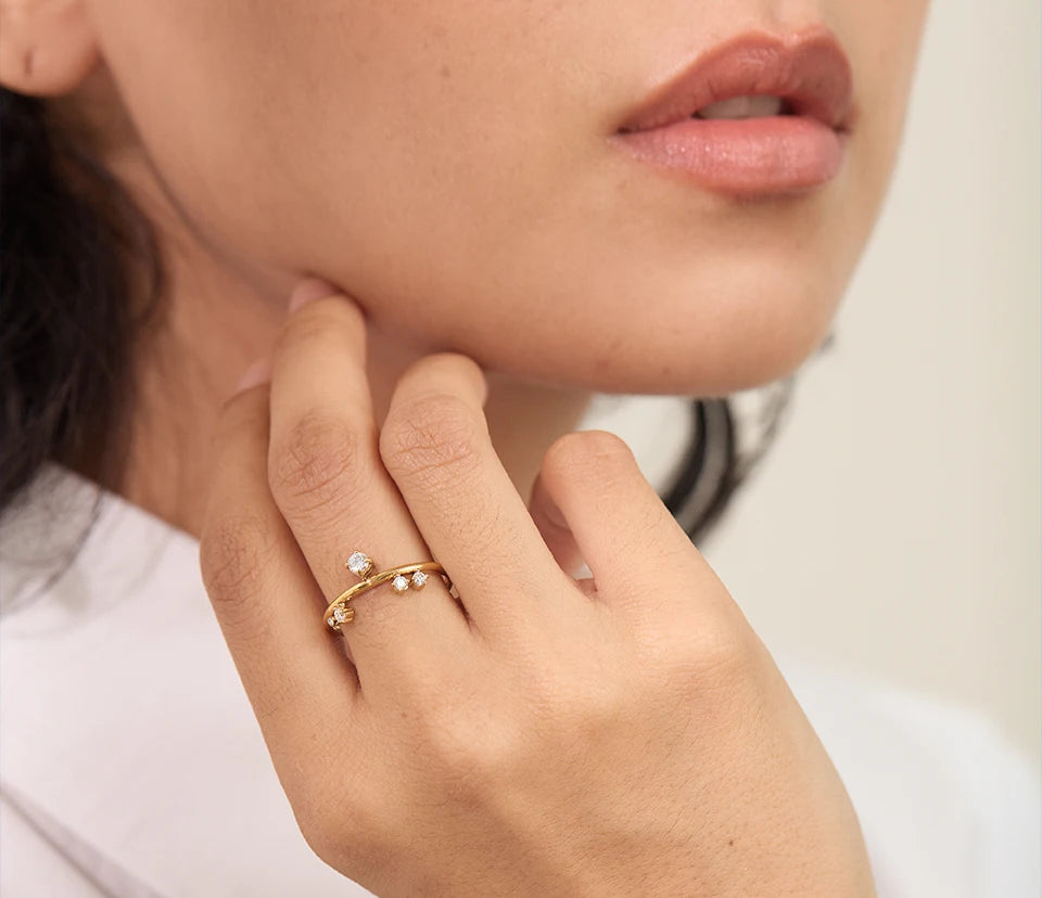 Classic Zircon Modern Stackable Ring - Ecru