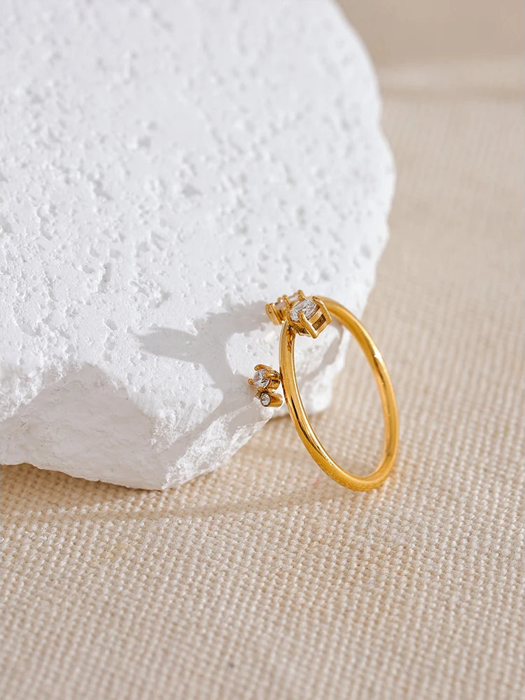 Classic Zircon Modern Stackable Ring - Ecru