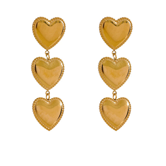 Classicunique Heart Dangle Statement Earrings - Ecru