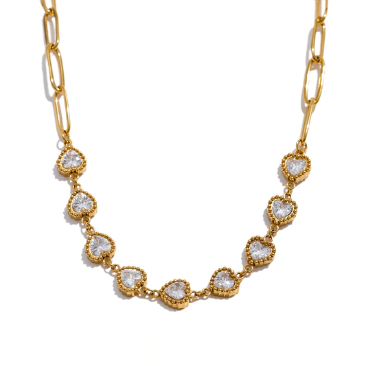 Colorful Shiny Cubic Zirconia Necklace - Ecru
