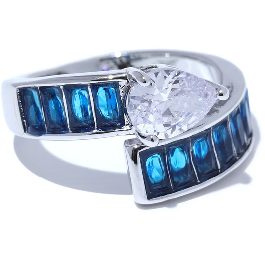 Colorful Shiny Cubic Zirconia Ring - Ecru
