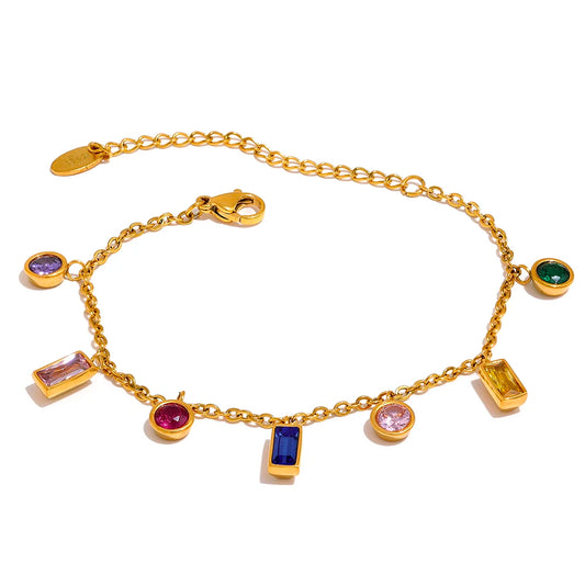 Colorful Versatile Zircon Charm Set, Bracelet - Ecru