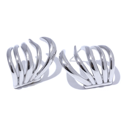 Creative Geometric Unusual Charm Earrings - Ecru