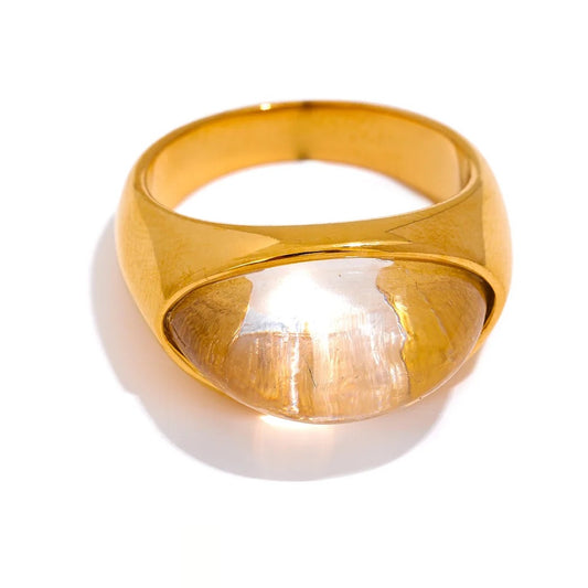 Creative Resin Geometric Cast Ring - Ecru