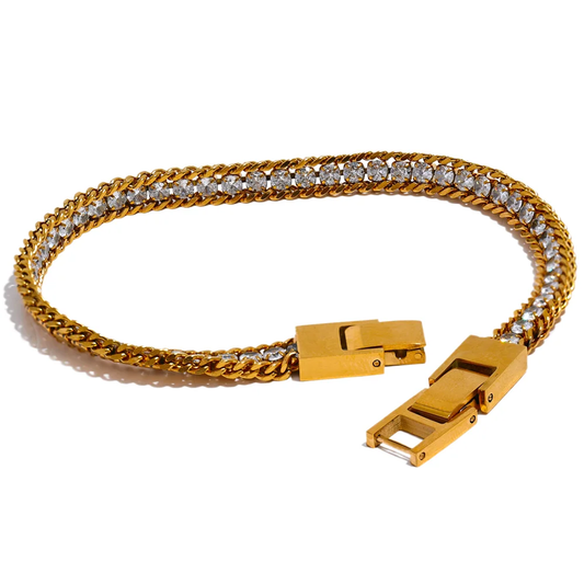 Cubic Zirconia Chain Stylish Bracelet - Ecru