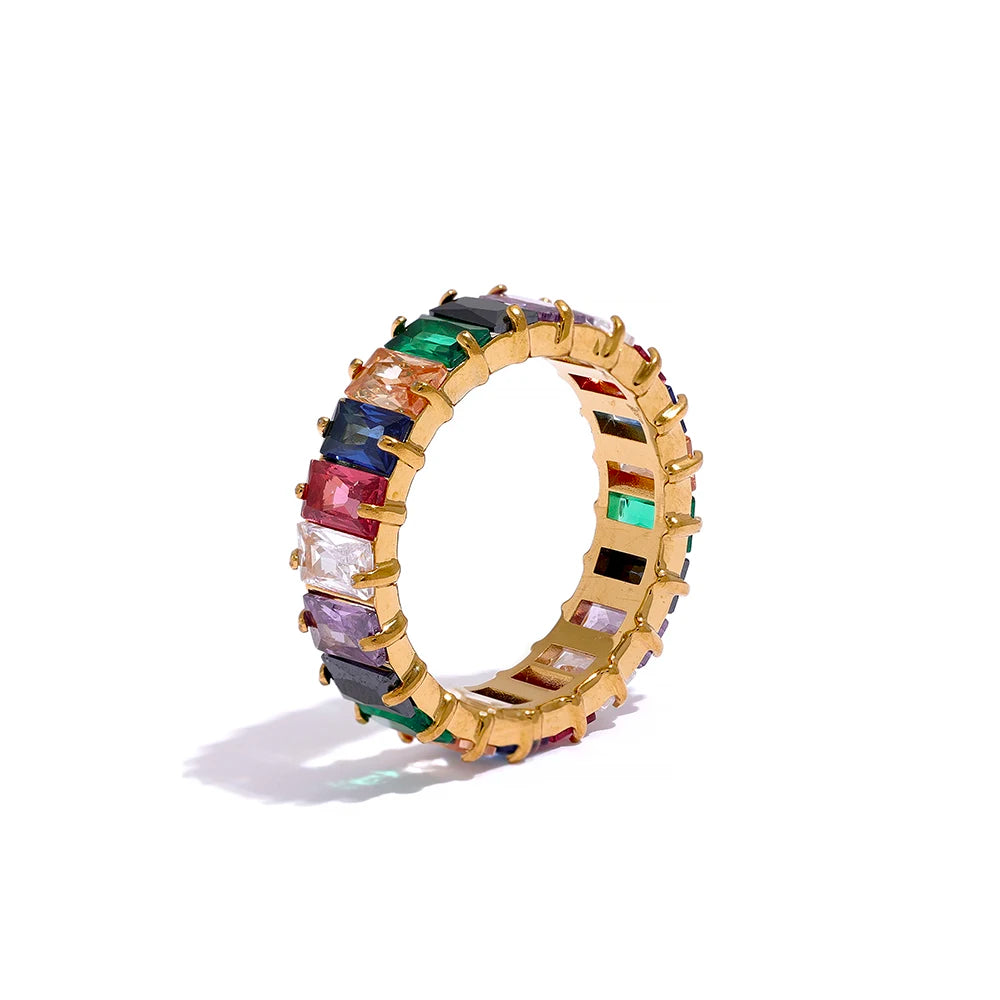 Delicate Colorful Textured Fashion Ring - Ecru