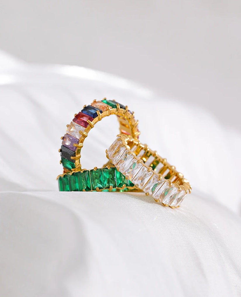 Delicate Colorful Textured Fashion Ring - Ecru