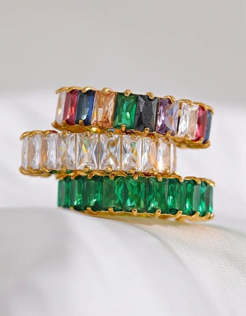 Delicate Colorful Textured Fashion Ring - Ecru