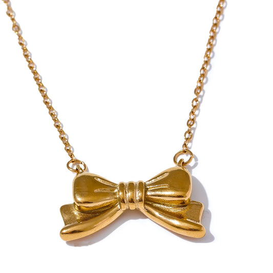 Elegant Bowknot Versatile Pendant Necklace - Ecru