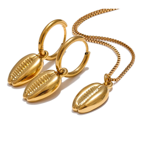 Elegant Shell Charm Jewelry Set, Set - Ecru