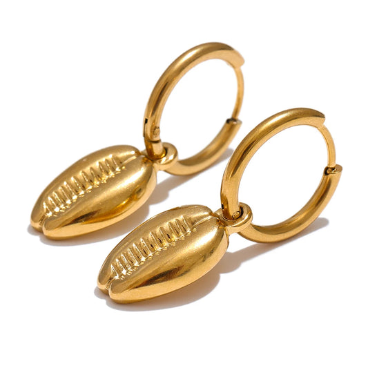 Elegant Shell Charm Jewelry Set, Earrings - Ecru