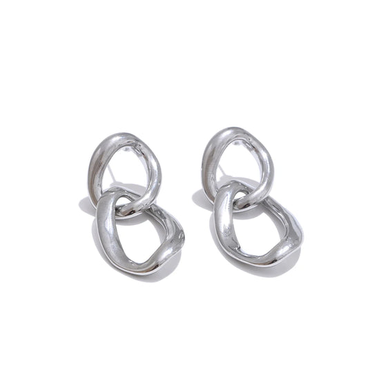 Elegant Timeless Chunky Dangle Earrings - Ecru