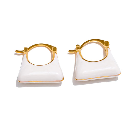Elegant Versatile Charm Hoop Earrings - Ecru