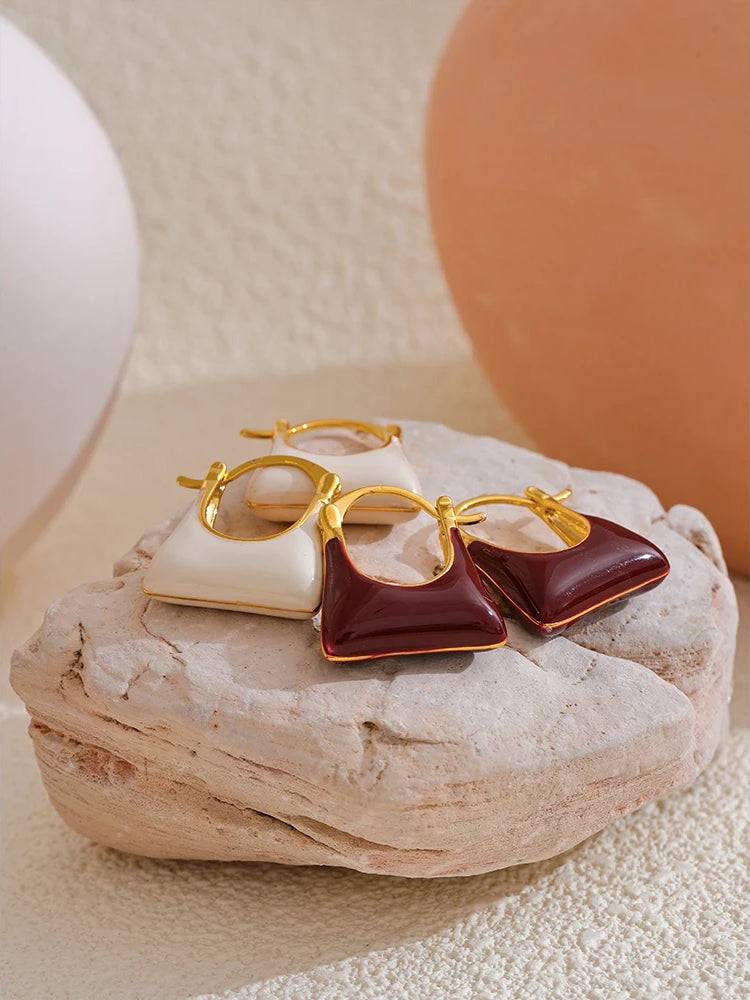 Elegant Versatile Charm Hoop Earrings - Ecru
