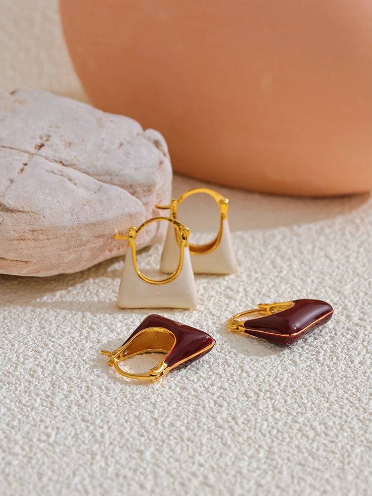 Elegant Versatile Charm Hoop Earrings - Ecru